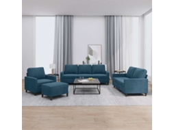 Vidaxl 4 Pcs Conjunto De Sofás Com Almofadões Veludo Azul