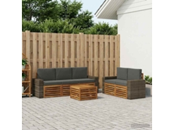 Vidaxl Conjunto De Sofás Para Exterior 6 Unid. Natural E Antracite