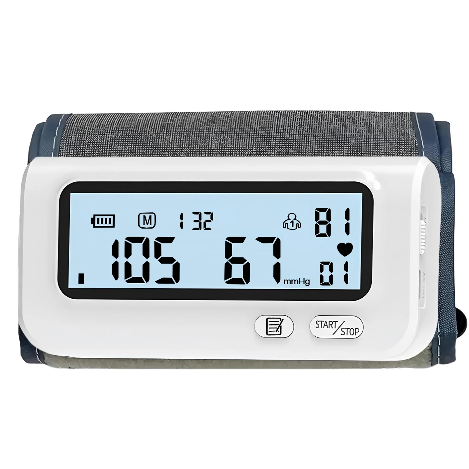 (branco) Monitor De Pressão Arterial Digital Recarregável Ativado Por Voz Para Braço Com Braçadeira Cinza.