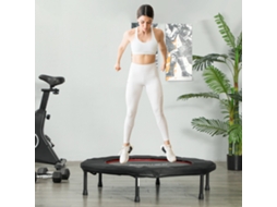 Trampolim de Fitness, Ø 102 Cm, Trampolim de Exercício, Pés Antiderrapantes, Estrutura em Aço, Capacidade de 100 Kg, Vermelho