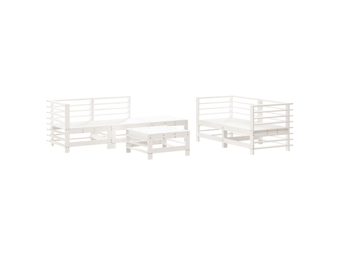 Pcs Conjunto Lounge de Jardim Pinho Maciço Branco MAISON EXCLUSIVE
