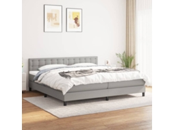 Cama Com Molas/colchão 200x200 Cm Tecido Cinza-claro