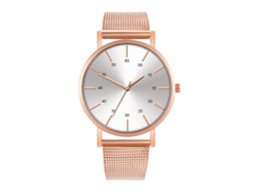 Reloj De Moda Para Parejas Con Correa De Malla Dial Redondo Cuarzo (6)