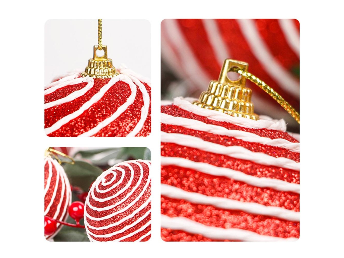 Bola De Natal (pintada De Vermelho, 8cm, Embalada Em Caixa) Eoocoo