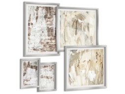 Conjunto De Pinturas Composições Abstratas Neutras Espelharte (5 Peças)