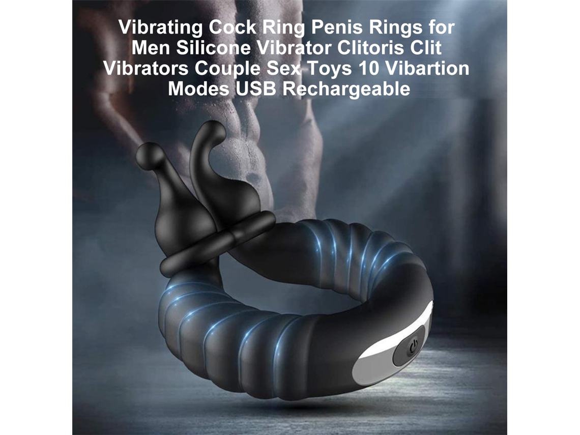 Anel Vibrador De Silicone Para Homens, 10 Modos, Recarregável Usb, Brinquedo Sexual Para Casais