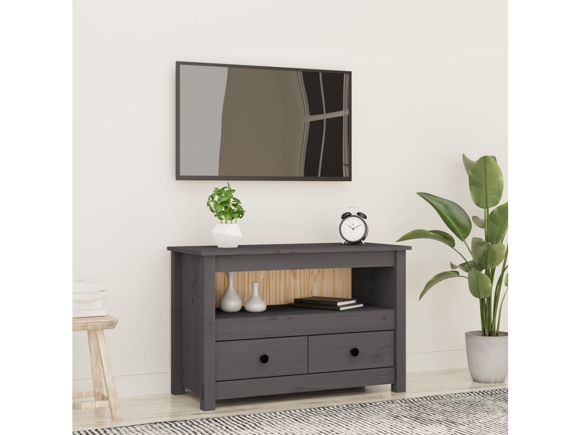 Vidaxl Móvel de Tv 79x35x52 Cm Madeira de Pinho Maciça Cinzento