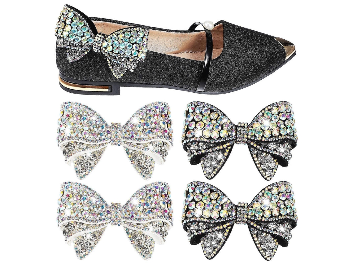 Clipes De Sapato Com Strass E Laço (4 Peças)