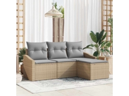 Vidaxl Conjunto De Sofás 4 Unid. Bege E Cinza Claro Vime Pe