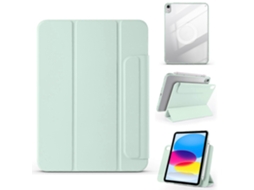 Capa de couro Hengrongshen com suporte duplo magnético para iPad 10.9 (2022) Verde claro (2025)