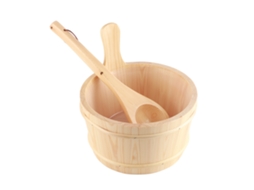 Conjunto de Balde e Concha de Madeira Natural para Sauna Spa Acessórios de Banho S/MARCA