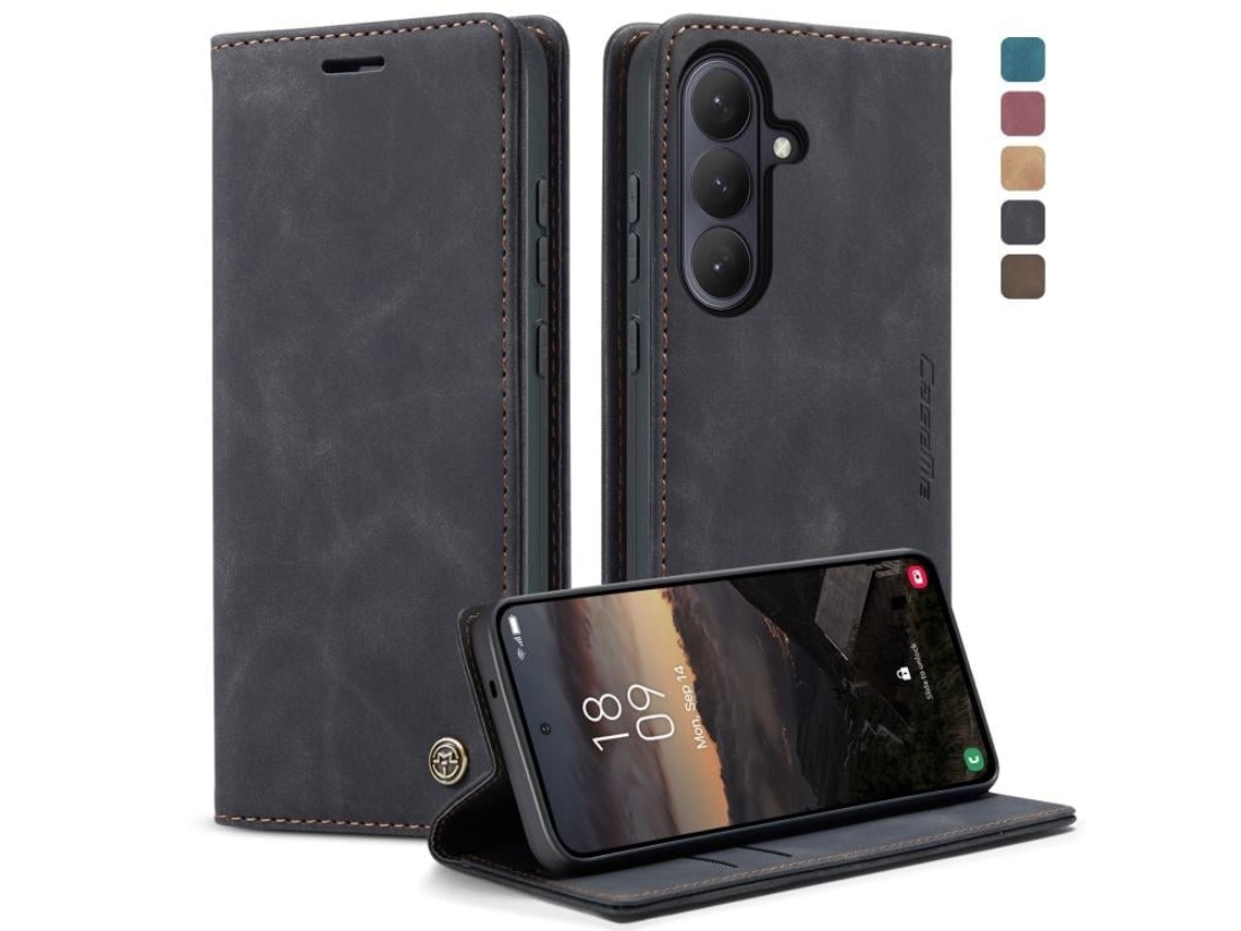 Capa Para Samsung Galaxy S26 Plus 5g Multifuncional Horizontal De Couro Preta