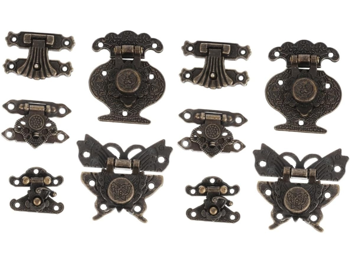 Conjunto De 10 Fechos De Cobre Para Caixas De Madeira, Acessório Decorativo.