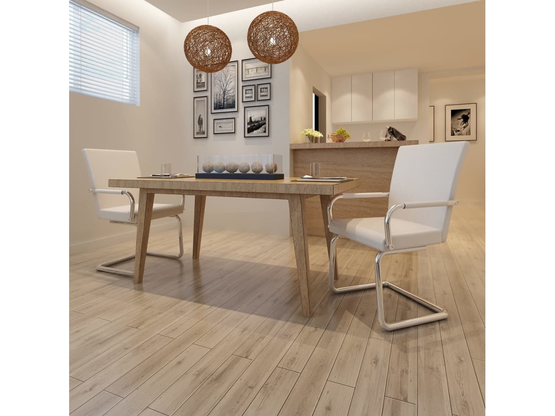 Vidaxl Cadeiras De Jantar Cantilever 2 Pcs Couro Artificial Branco