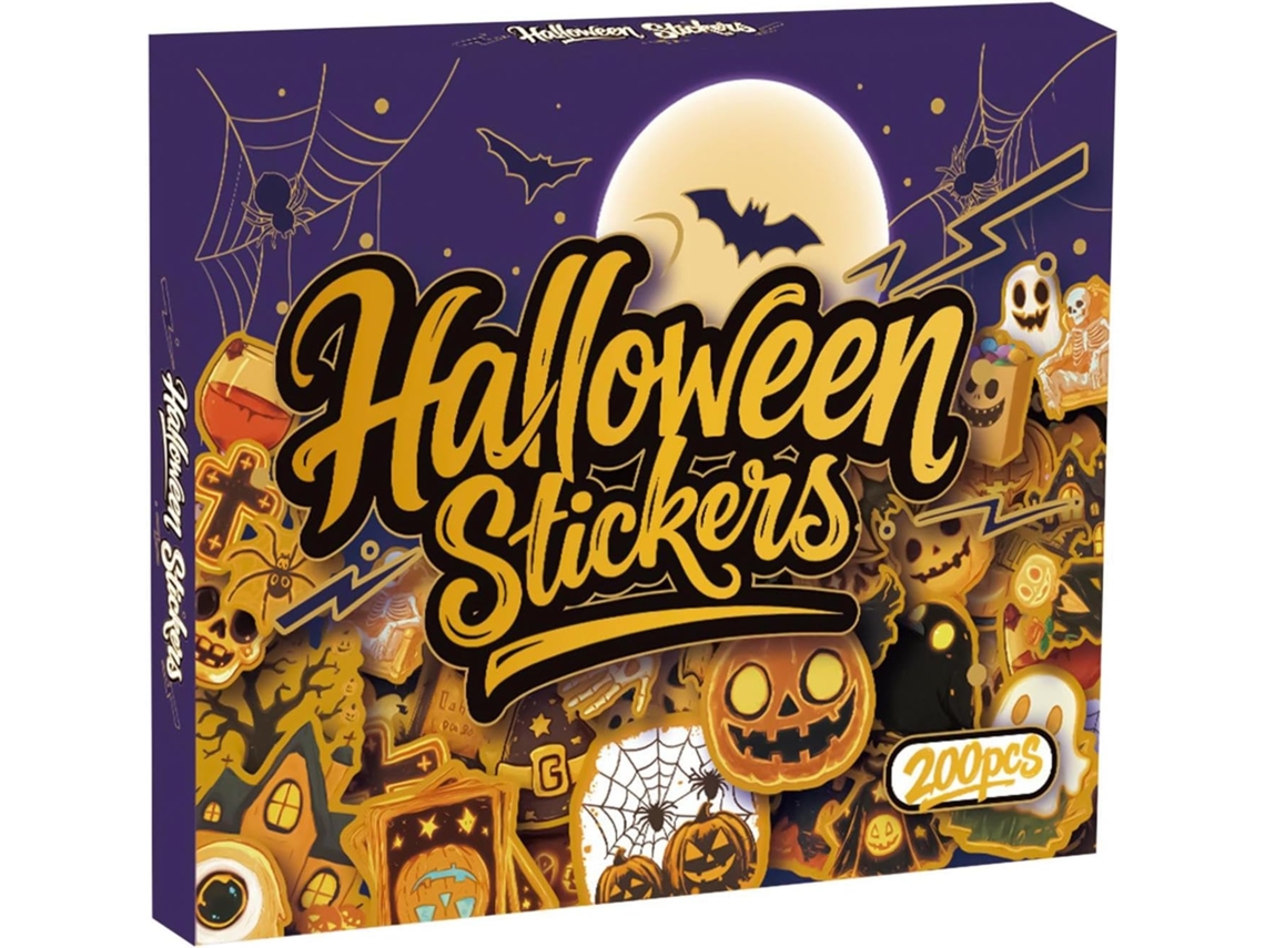 Adesivos De Halloween | 200 Adesivos Decorativos Impermeáveis Para Skate, Celular, Mala, Skate E Garrafa Tema De Halloween Gokoco