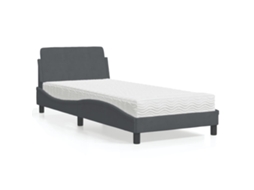 Cama com colchão 90x190 cm veludo cinzento-escuro