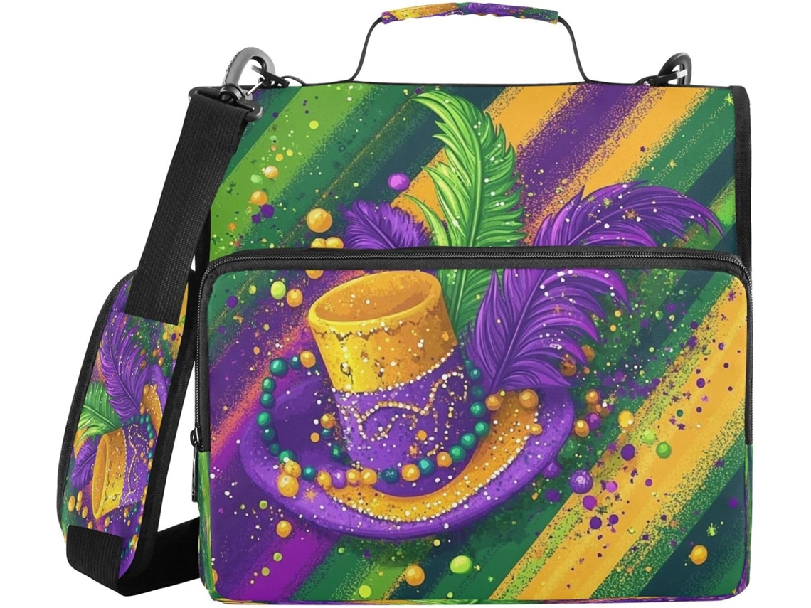 Organizador de Documentos de Carnaval Chapéus Penas 3, 8cm, 3 Argolas com Data e Altura dos Ombros, À Prova D Água,