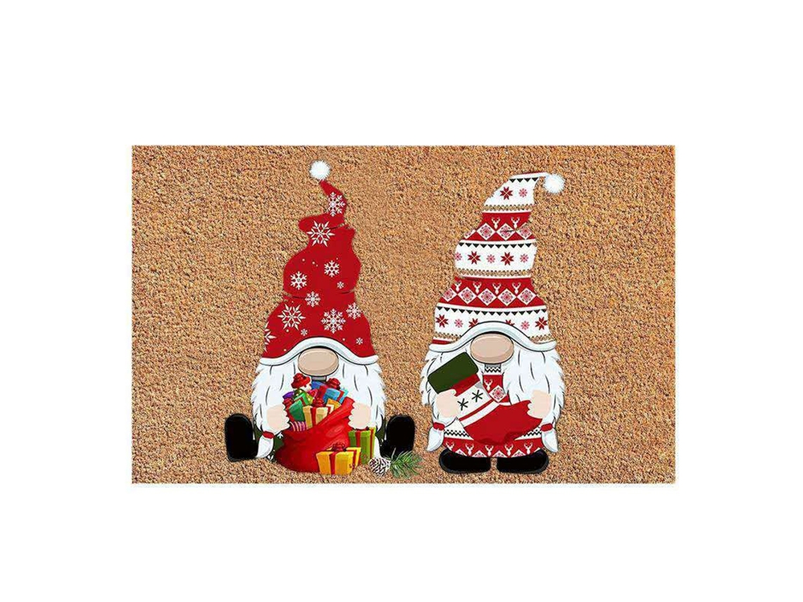 Tapete de boas-vindas natal com duende para entrada da casa, decorativo e anti-encardido LAXISCREED