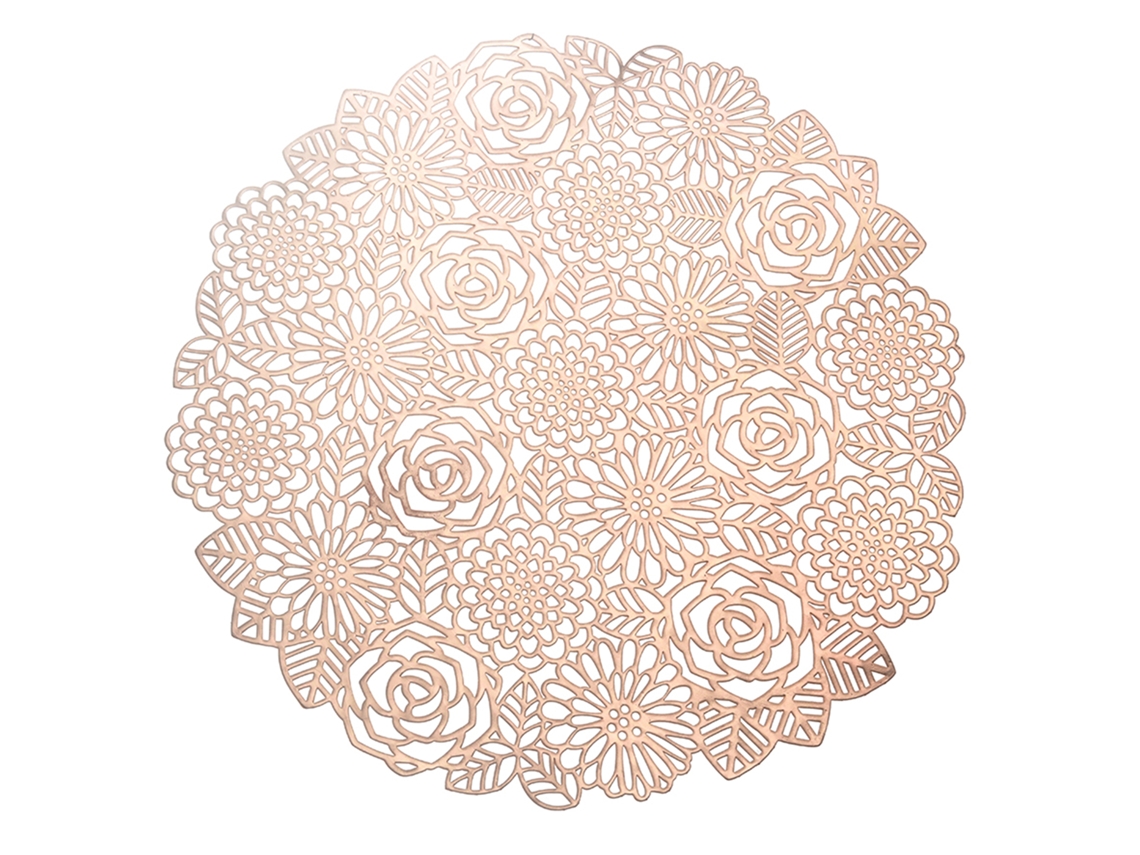 Tapete De Mesa De Pvc Dourado Rosa (bordado De Ouro, Protetor De Superfície)