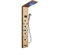 Painel De Chuveiro Com Led, Núcleo Da Válvula De Cerâmica, Controle De Três Alavancas, Dourado, F, 8009