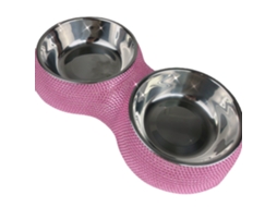 Tigela Dupla Cristalizada para Ração de Animais de Estimação, Rosa para Cães AQUAFORGE