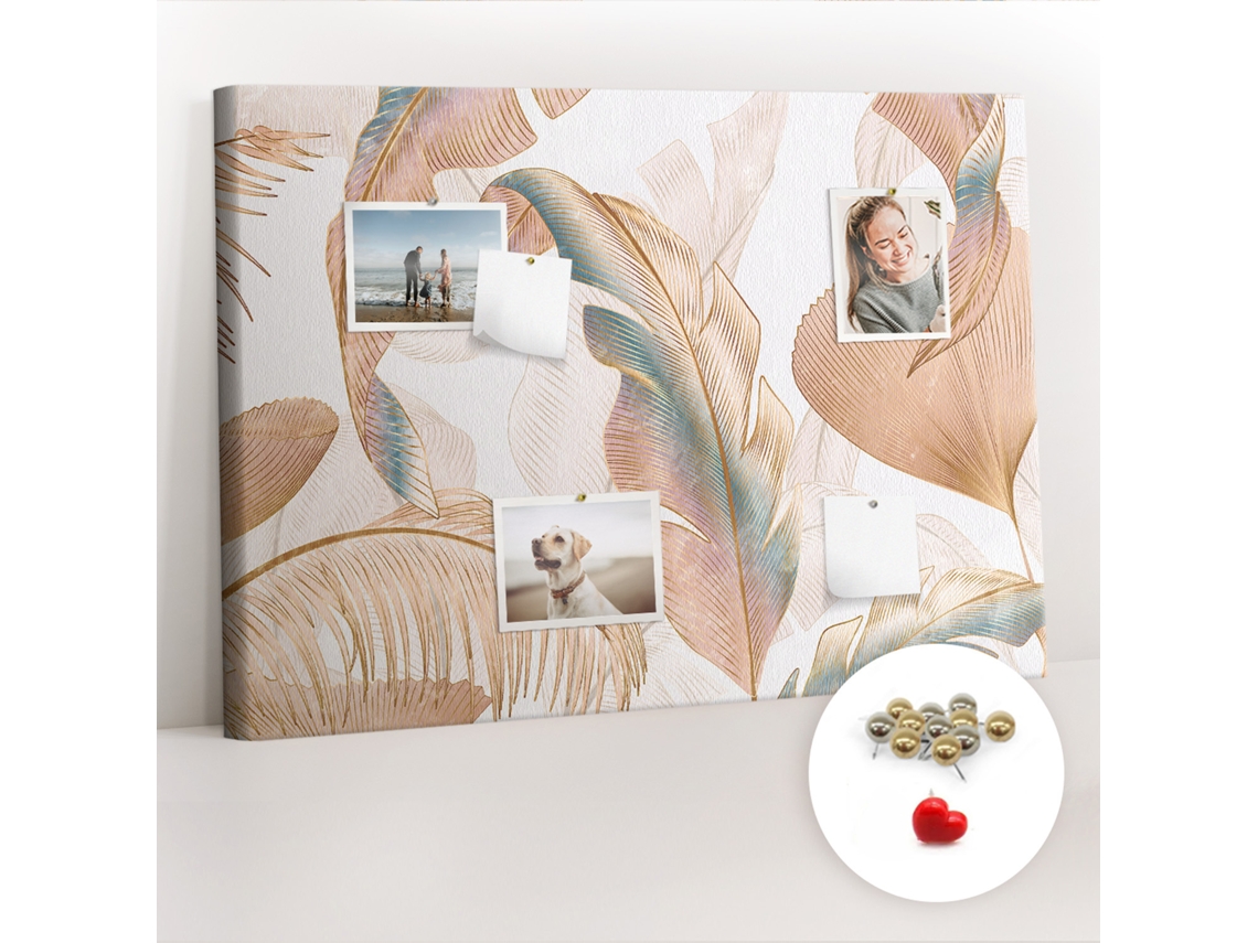 Lousa De Cortiça Padrão De Folhas Da Natureza Para O Escritório Espelharte (70x100 Cm)