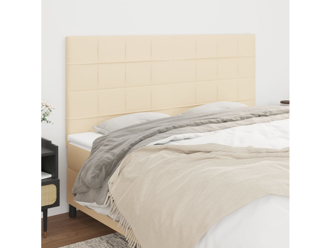 Cabecero de 4 piezas, tela, 90x5x78/88 cm, color crema
