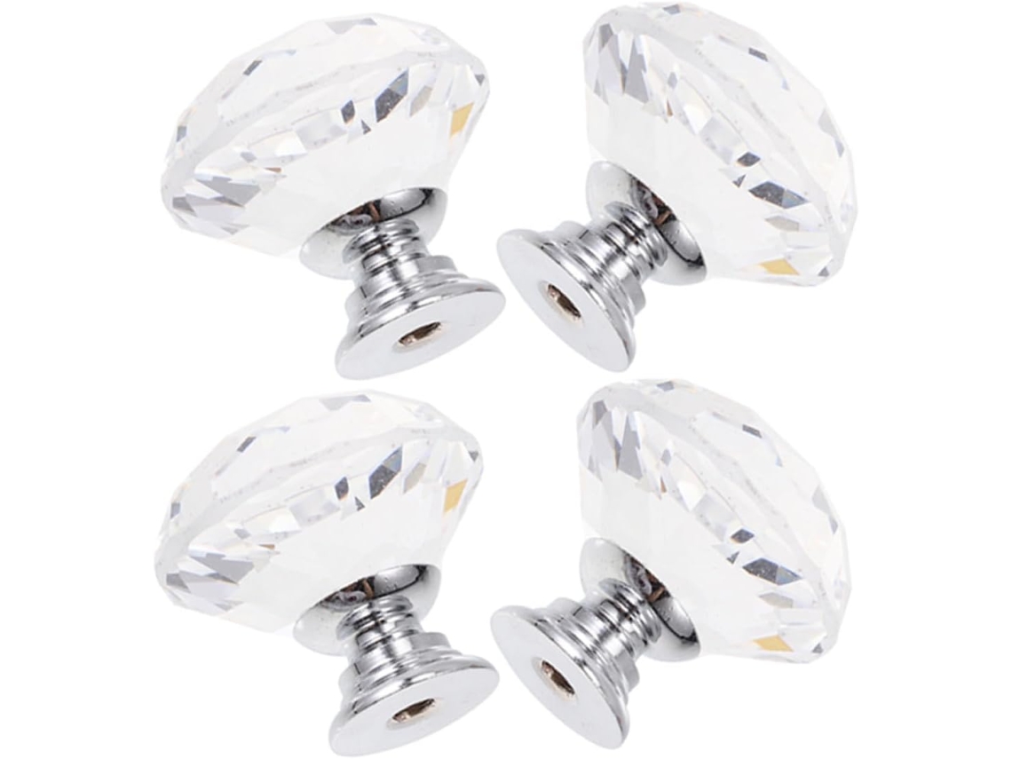 Shineofi Conjunto De 4-puxadores Cristal Para Armários E Gavetas, Puxadores De Vidro Com Furo Único Para Móveis Cozinha
