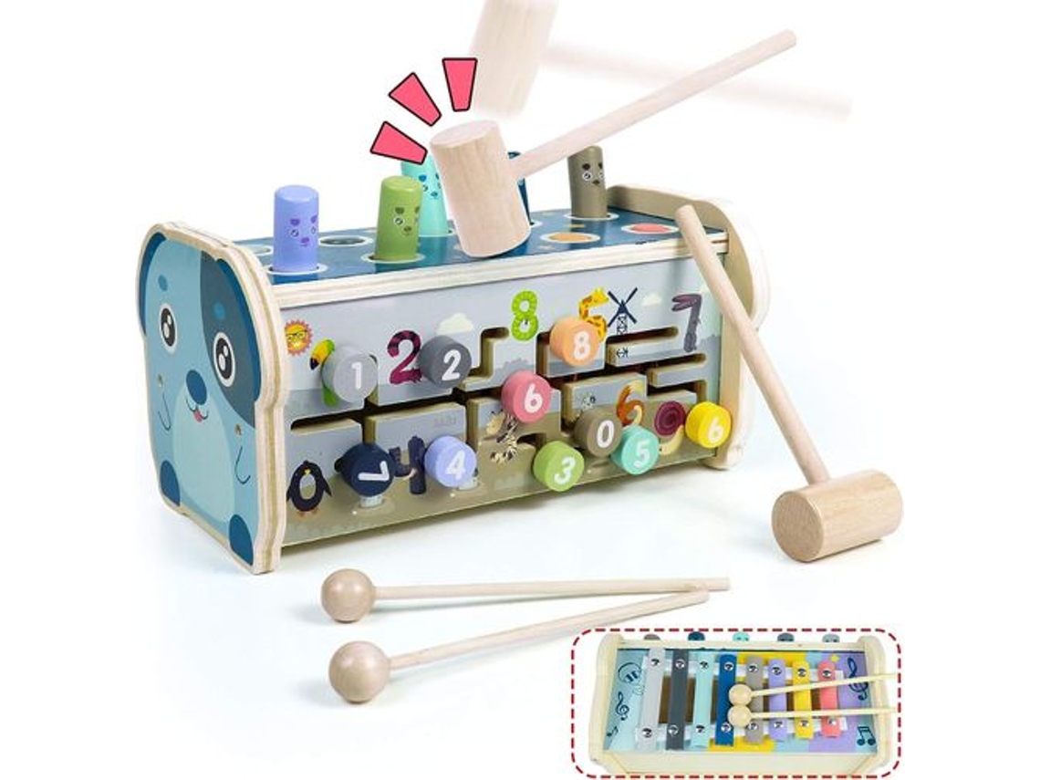 Jogo De Martelo, Banco De Madeira, Jogo De Bater Para Crianças, Brinquedo Montessori 3 Em 1, Classe Slowmoose