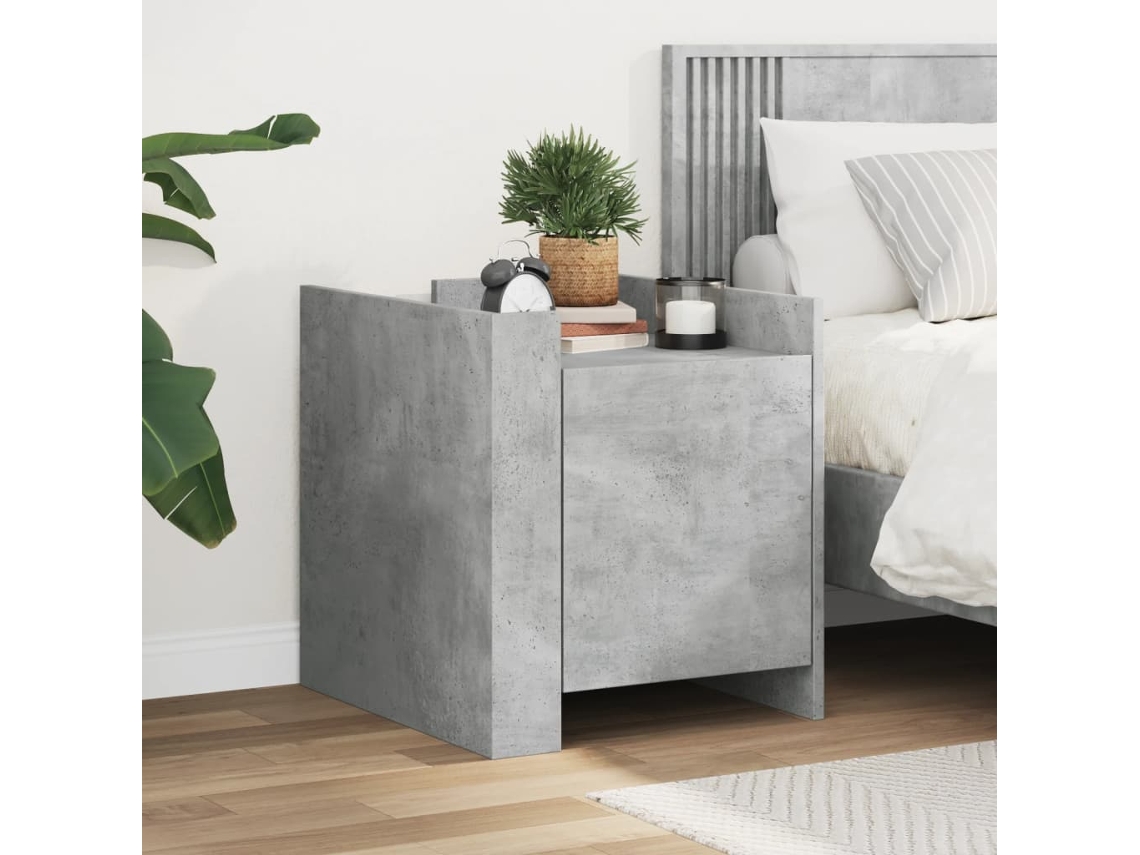 Vidaxl Mesa De Cabeceira 45x50x50cm Derivados Madeira Cinzento Cimento