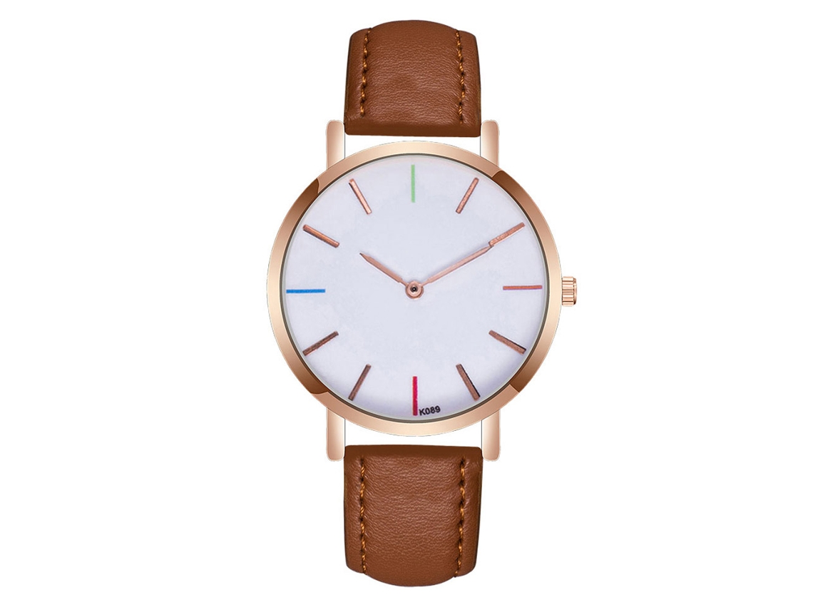 Relógio Casual Masculino de Quartzo com Pulseira de Couro Pu Zhoulianfa (café)