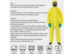 Traje De Proteção Química Líquida Impermeável Contra Ácidos E Bases Tamanho Xl Para Laboratório E Trabalho Seguro
