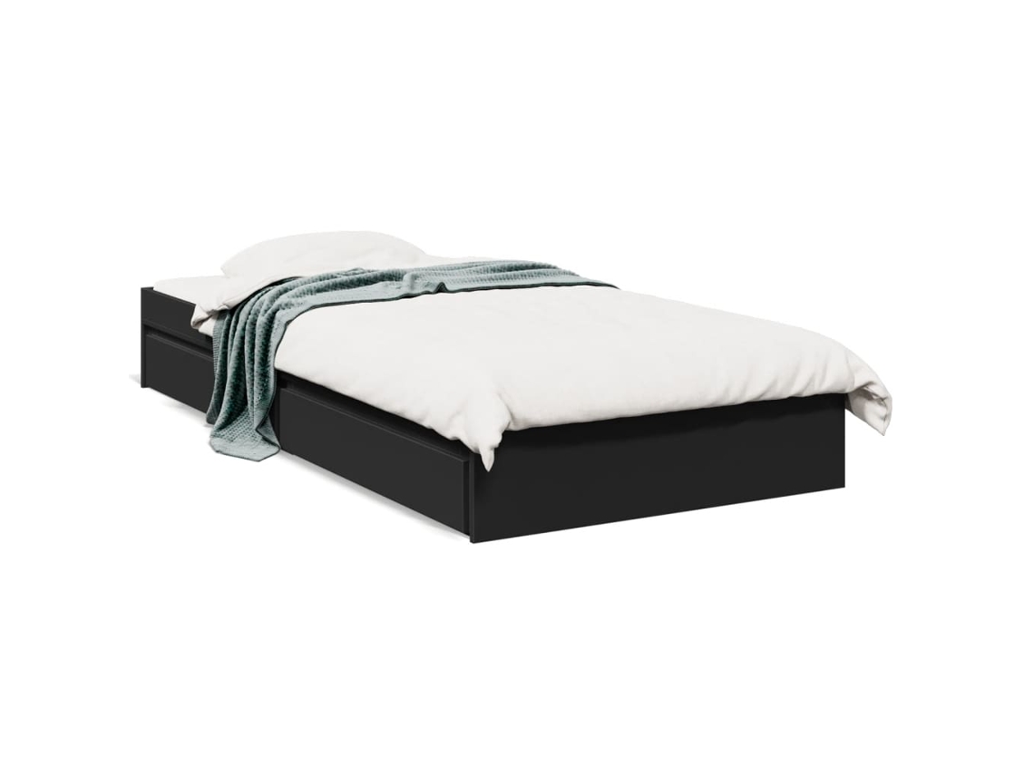 Estrutura de Cama com Gavetas Derivados de Madeira Preto MAISON EXCLUSIVE (90x190 cm)