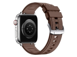 Bracelete Para Apple Watch 46/49/45/44mm - Borracha Fluorocarbonada Com Textura Quadrada Esportiva Marrom