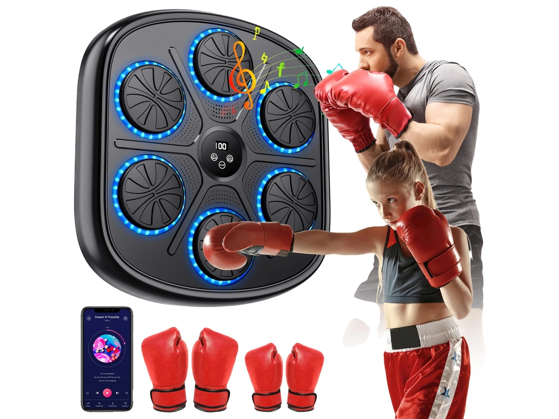 Mã¡quina De Boxe, Recursos Inteligentes Bluetooth, Modos De Mãºsica Interativos, 2 Par De Luvas Oem