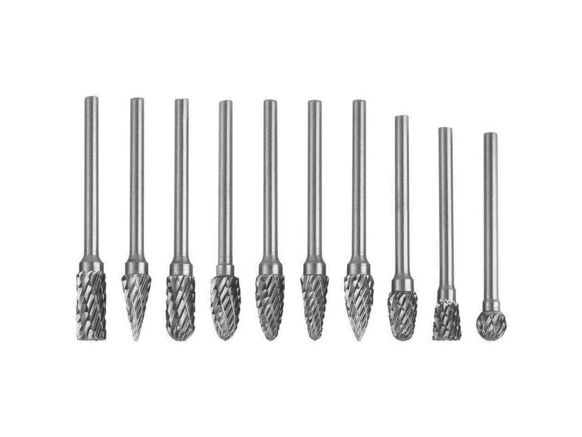 Set 10 Brocas Rotativas de Carburo de Tungsteno de Corte Doble 3mm para Herramientas Rotativas Dremel