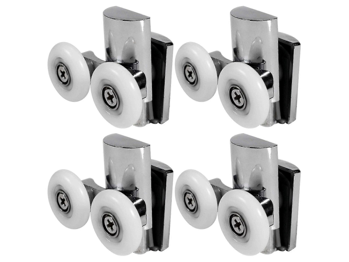 4 Ruedas de Puerta de Ducha 23mm Rodillos de Aluminio Resistente Doble Rueda para Deslizamiento Plano Y Curvo