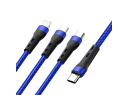 Cabo de Dados de Carregamento de 100w 6a Tipo C para 8 Pinos + Tipo C + Micro Usb 1,3m azul XIAOMOYU