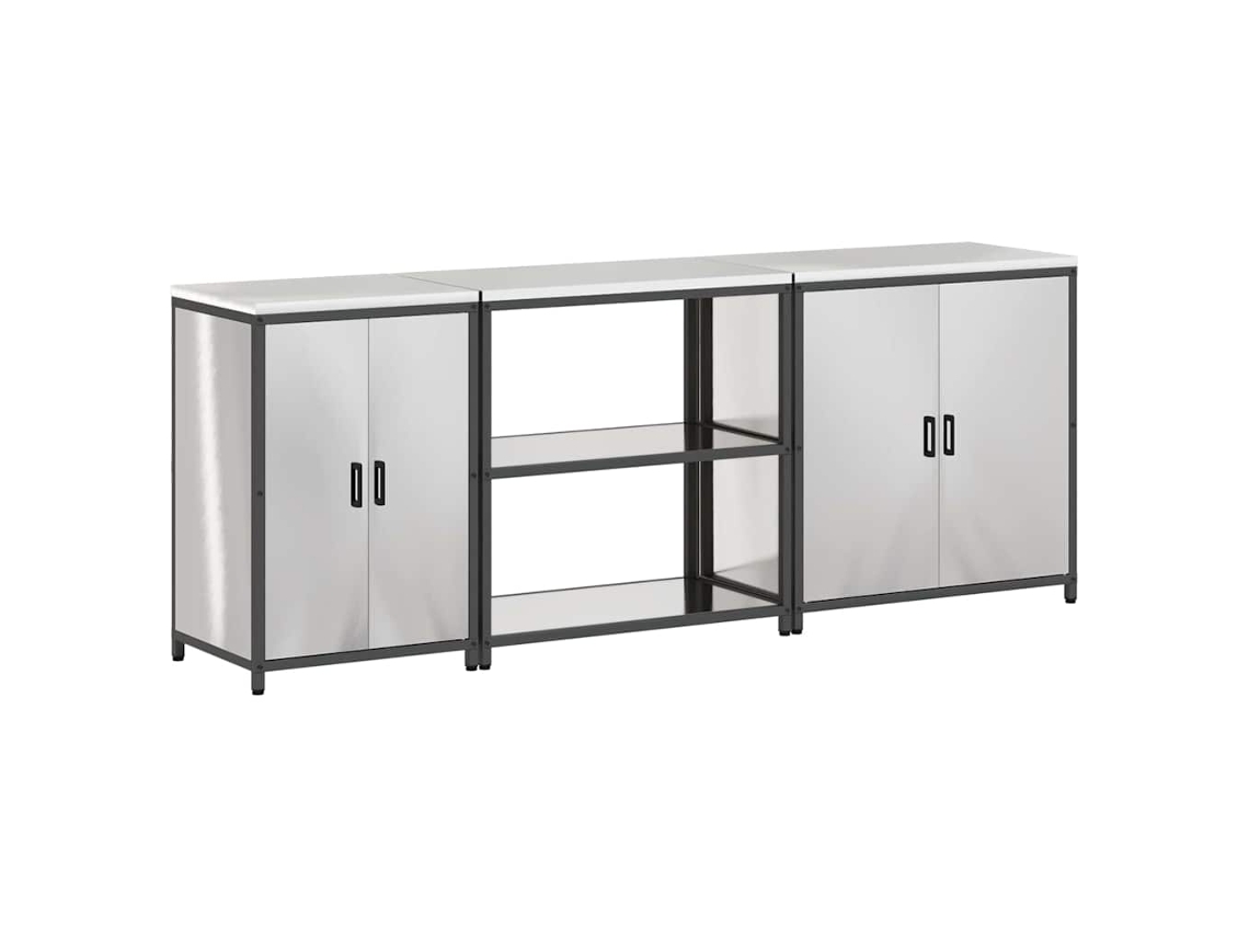 Conjunto de 3 peças para armazenamento de cozinha, branco, com porta, exclusivo da MAISON.