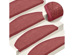 Vidaxl Tapetes De Escada 15 Peças 65x24x4 Cm Bordeaux Meio Redondo Grande