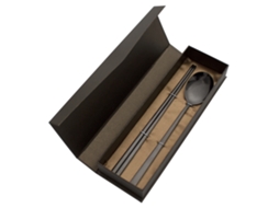 (preto - Conjunto De 2 Peças) Conjunto De Colher, Pauzinhos E Talheres Em Aço Inoxidável