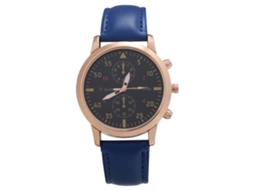 Relógio de pulso masculino de quartzo com pulseira de couro PU, mostrador redondo ultrafino, azul royal.
