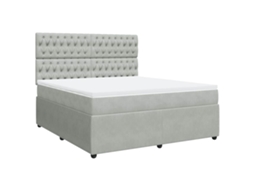 Cama com Molas e Colchão Veludo Cinzento Claro MAISON EXCLUSIVE (180x200 cm)