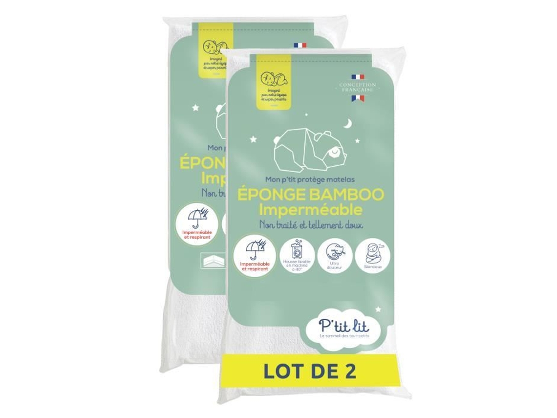 Conjunto De 2 Protetores De Colchão De Bebê Em Bambu Para Berço, Cesta, Carrinho Protetor Impermeável Viscose Macia 40x80 Cm Ptit Lit