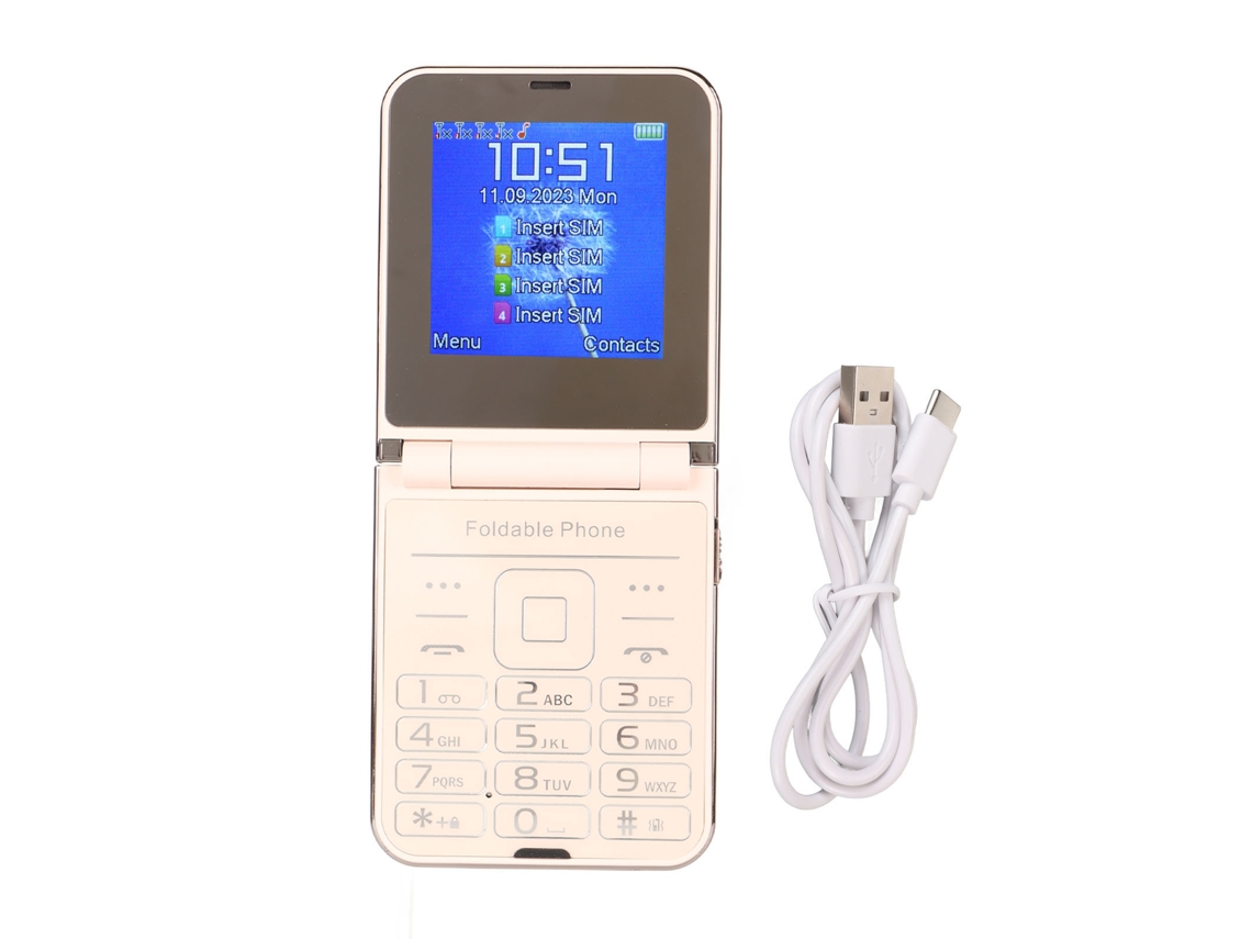 Telefone Celular Flip 2g Para Idosos Com Tela 2.6 Polegadas Botões Grandes Som Alto Câmera 1.3mp Ouro