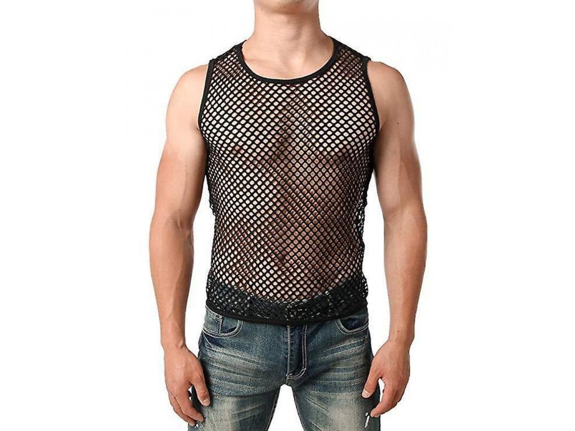 2026 camiseta de Malla Transparente para Hombre Manga Corta Sexy Moda para Fiesta Y Club Talla Asiática Nvr M Negro 1
