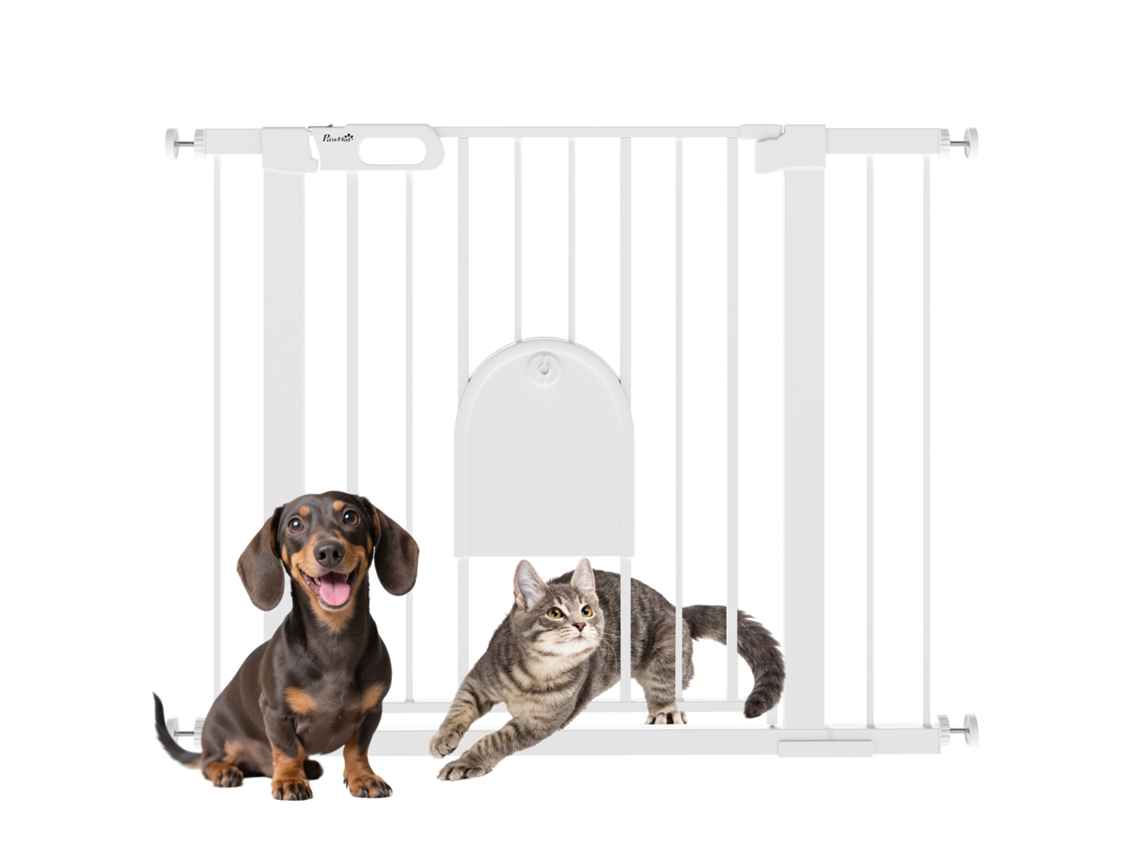 Barreira Segurança 75 103cm Branca, 2 Extensões, Fechamento Automático e Trava Dupla para Cães e Portas. Ge
