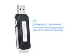 Gravador de Voz Usb Sk 868 8gb Portátil Mini com Gravacao 128kbps e Bateria Recarregavel