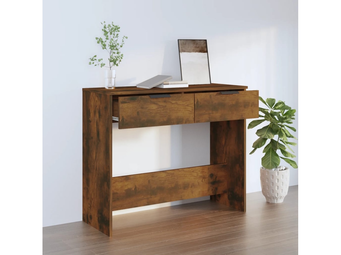 Vidaxl Mesa Consola 90x36x75 Cm Derivados De Madeira Carvalho Fumado