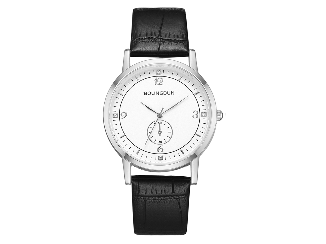 Relógio de Pulso de Quartzo Elegante com Cinto de Couro, Design Sleek e Minimalista
